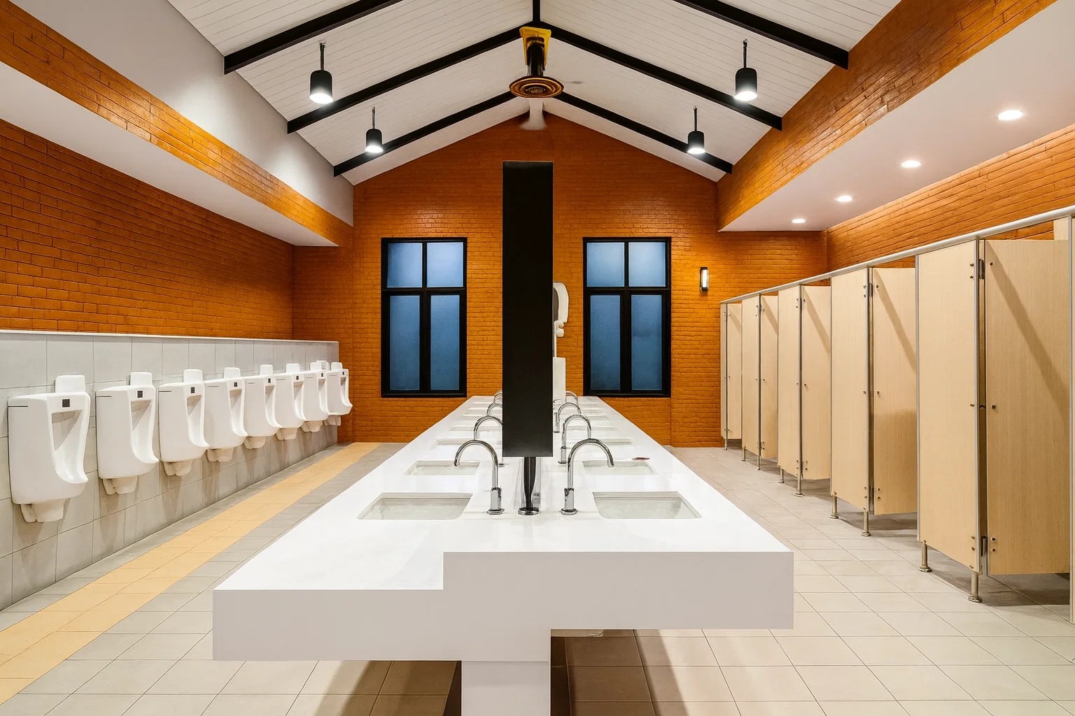 Stadium restroom installation design